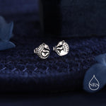 Rolled Up Armadillo Stud Earrings in Sterling Silver, Silver or Gold or Rose Gold, Nature Inspired Animal Earrings