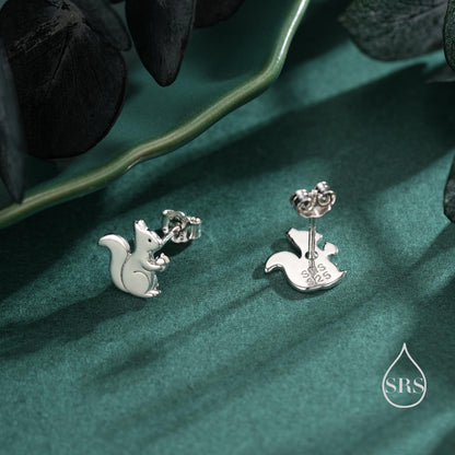 Squirrel Stud Earrings in Sterling Silver, Silver, Gold or Rose Gold, Cute Fun Quirky, Gift for Her, Animal Lover, Nature Inspired