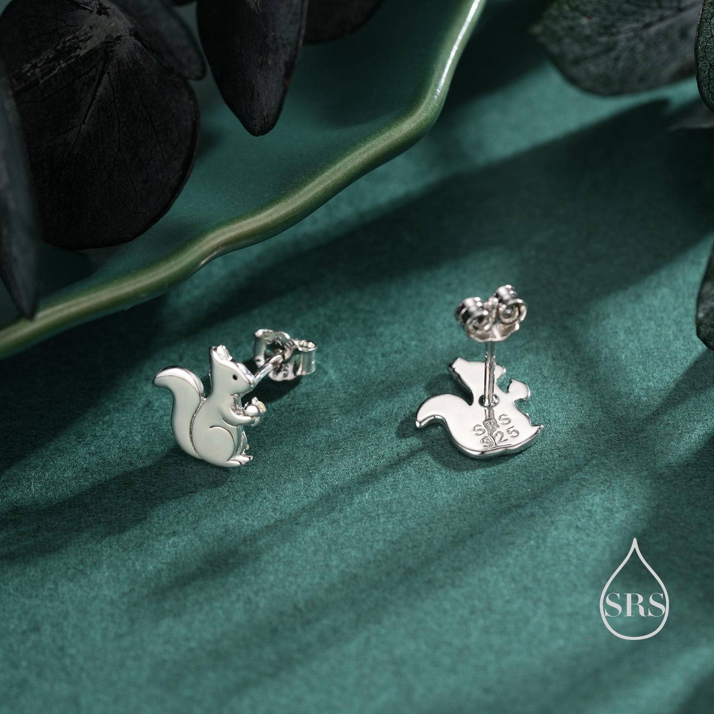 Mismatched Squirrel and Acorn Nut Stud Earrings in Sterling Silver, Silver or Gold Finish, Cute Fun Quirky, Animal Lover, Nature Inspired