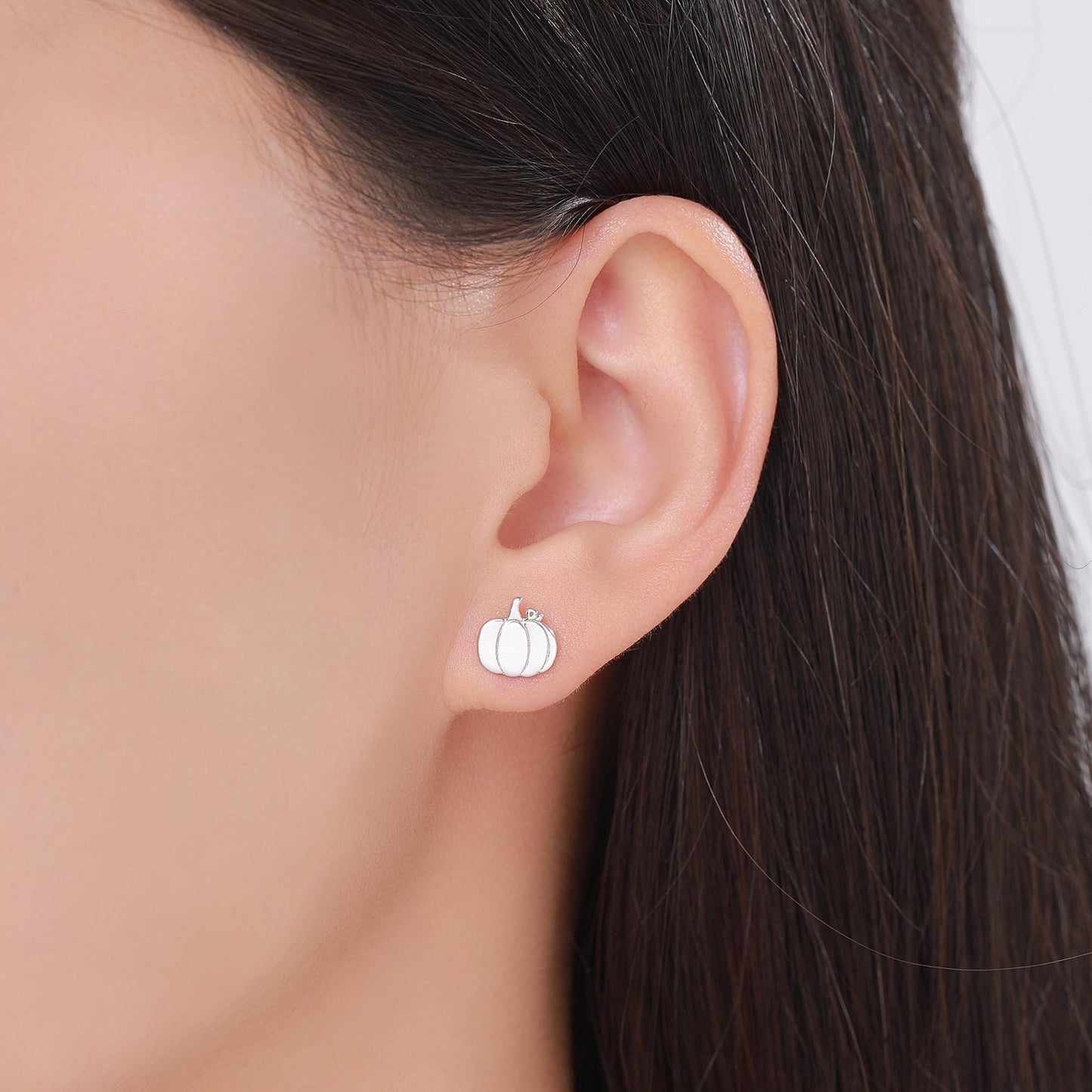 Tiny Pumpkin Stud Earrings in Sterling Silver, Silver, Gold or Rose Gold, Tiny Pumpkin Earrings, Halloween Earrings