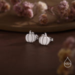 Tiny Pumpkin Stud Earrings in Sterling Silver, Silver, Gold or Rose Gold, Tiny Pumpkin Earrings, Halloween Earrings