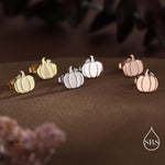 Tiny Pumpkin Stud Earrings in Sterling Silver, Silver, Gold or Rose Gold, Tiny Pumpkin Earrings, Halloween Earrings