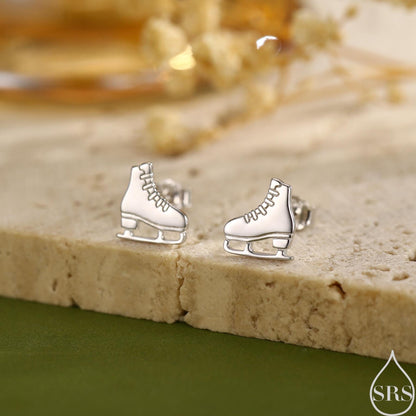 Sterling Silver Ice Skate Stud Earrings - Silver or Gold or Rose Gold Finish - Winter Sports Jewelry, Figure Skating Gift for Her