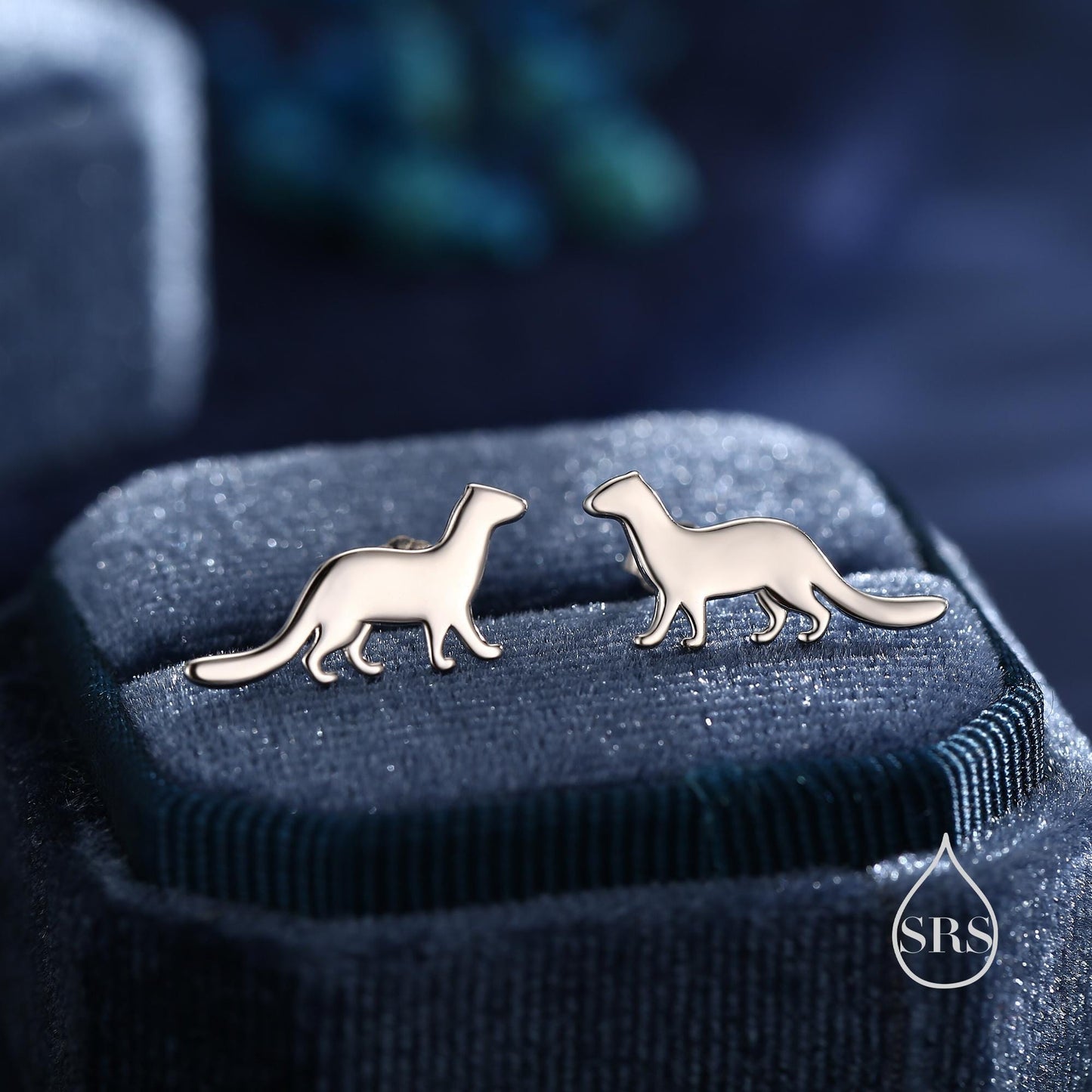 Sterling Silver Weasel Stud Earrings, Available in Silver, Gold or Rose Gold Finish, Cute Fun Quirky, Gift for Her, Nature Inspired