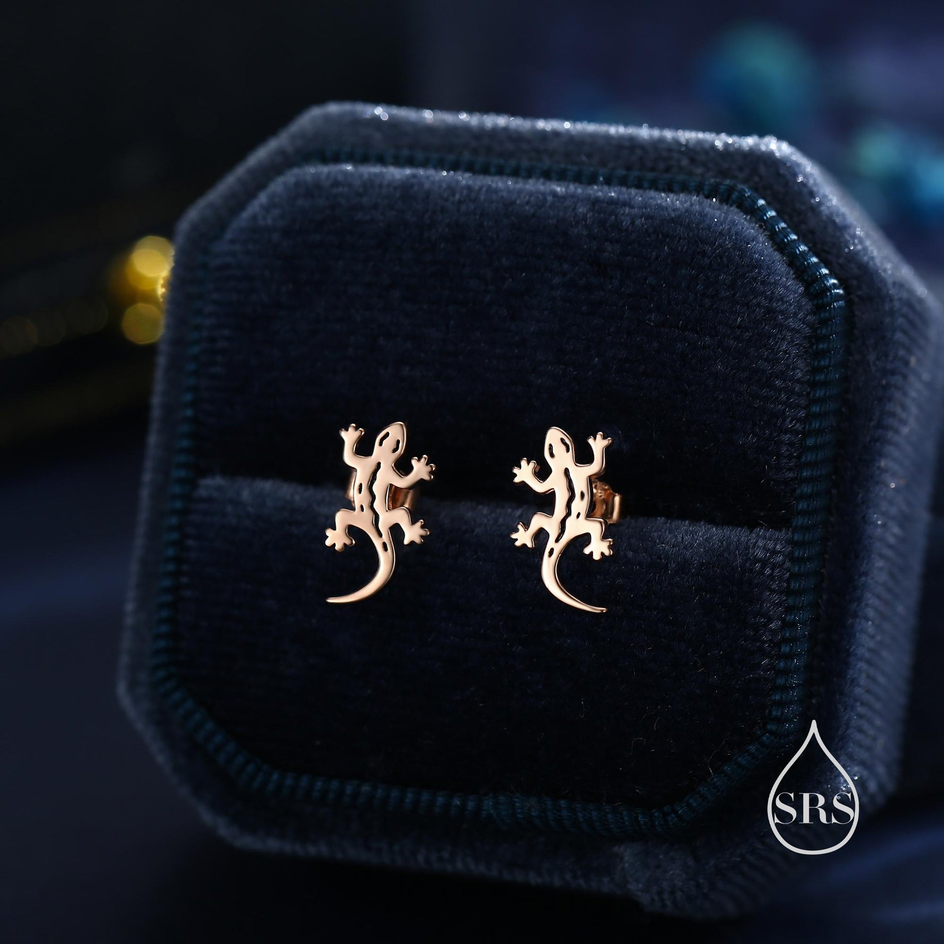 Salamander Stud Earrings in Sterling Silver, Available in Silver, Gold or Rose Gold Finish, Cute Fun Quirky, Animal Lover, Nature Inspired