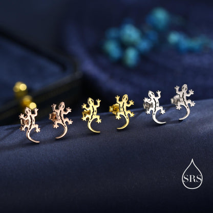 Salamander Stud Earrings in Sterling Silver, Available in Silver, Gold or Rose Gold Finish, Cute Fun Quirky, Animal Lover, Nature Inspired