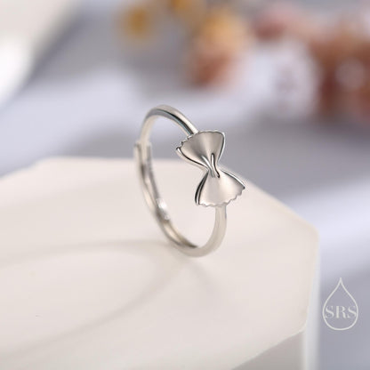 Sterling Silver Farfalle Pasta Ring, Silver or Gold Finish Adjustable Size, Food Jewellery, Pasta Ring, Fun and Quirky Design