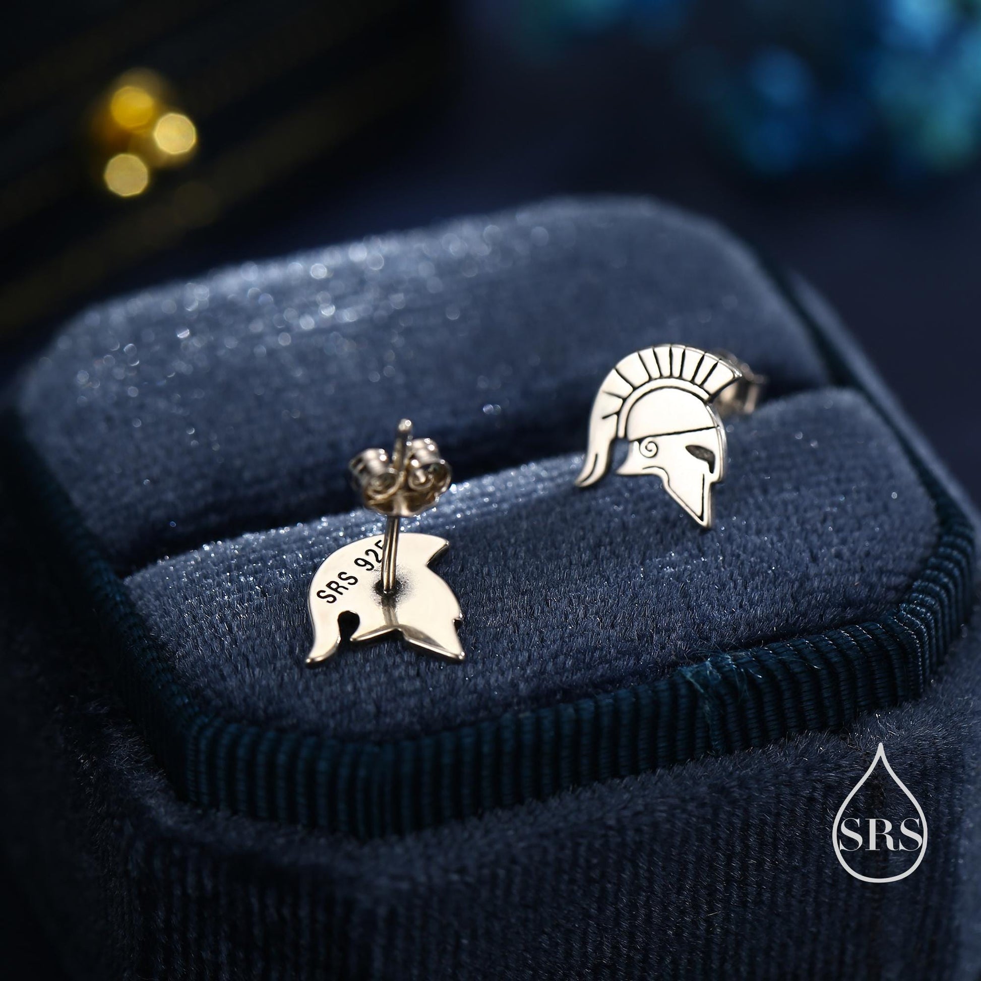 Sterling Silver Spartan Helmet Stud Earrings, Silver or Gold or Rose Gold, Minimalist Warrior Design, Roman Soldier Earrings