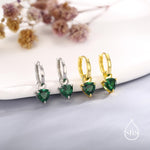 Sterling Silver Emerald Green Trillion Cut CZ Hoop Earrings, Silver, Gold, Triangle Dangle Hoop Earrings, Interchangeable Charm
