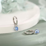 March Birthstone Aquamarine Hoop Earrings in Sterling Silver, Detachable Dangle Hoop Earrings, Silver, Gold or Rose Gold, Interchangeable