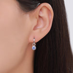 December Birthstone Tanzanite Blue Crystal Drop Hoop Earrings in Sterling Silver, Detachable Dangle Earrings, Silver, Gold, Rose Gold