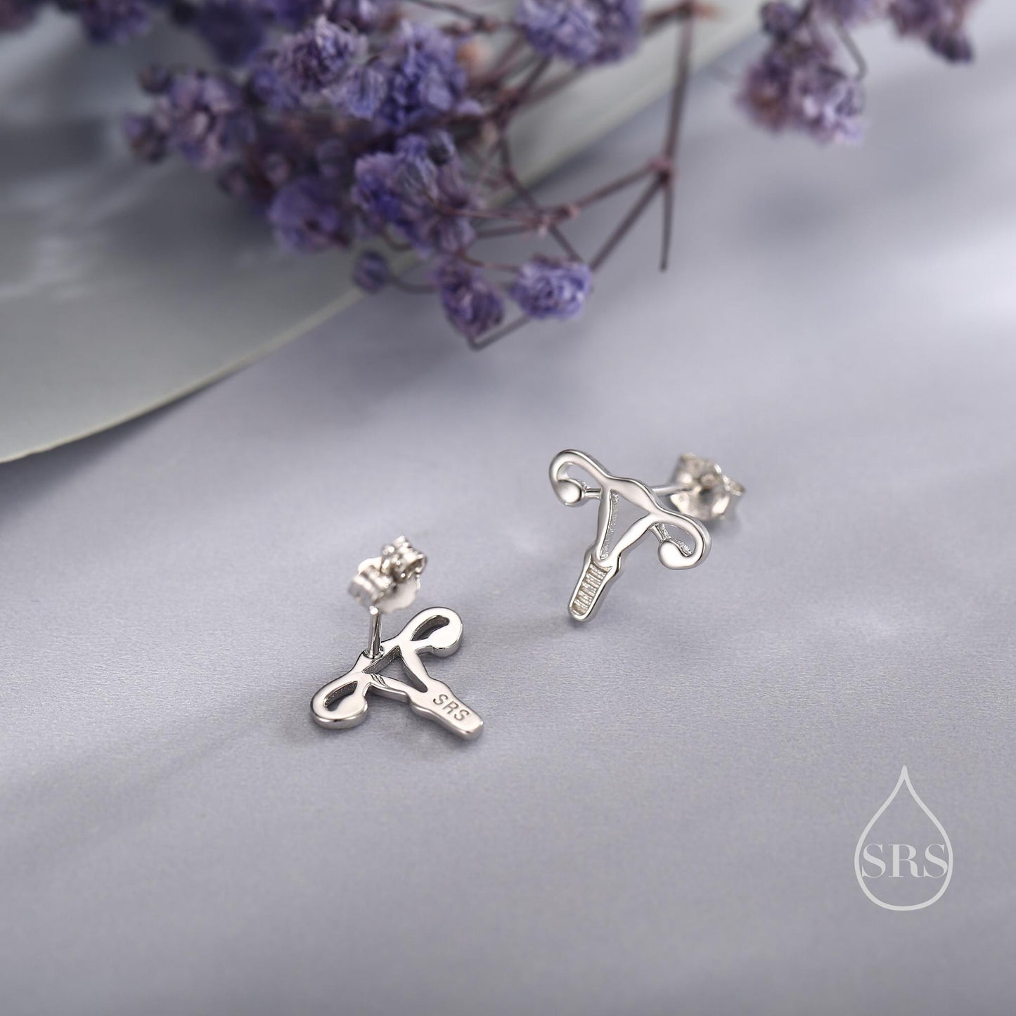 Female Anatomy Stud Earrings in Sterling Silver, Feminist Ovary Earrings, Available in Silver, Gold or Rose Gold Finish,