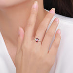 Genuine Garnet Oval Ring in Sterling Silver, Natural Red Garnet Ring, Three CZ, Garnet Crystal, Vintage Inspired Design, US 5 - 8