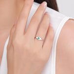 Kite Signet Emerald Ring in Sterling Silver, Silver or Gold, Starburst Emerald CZ Ring, Rhombus Ring, US 5 - 8