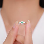Kite Signet Emerald Ring in Sterling Silver, Silver or Gold, Starburst Emerald CZ Ring, Rhombus Ring, US 5 - 8