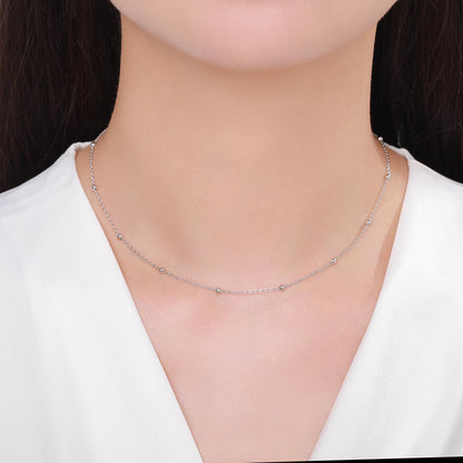 Choker Satellite Chain in Sterling Silver, Choker Necklace, Minimalist Geometric Style