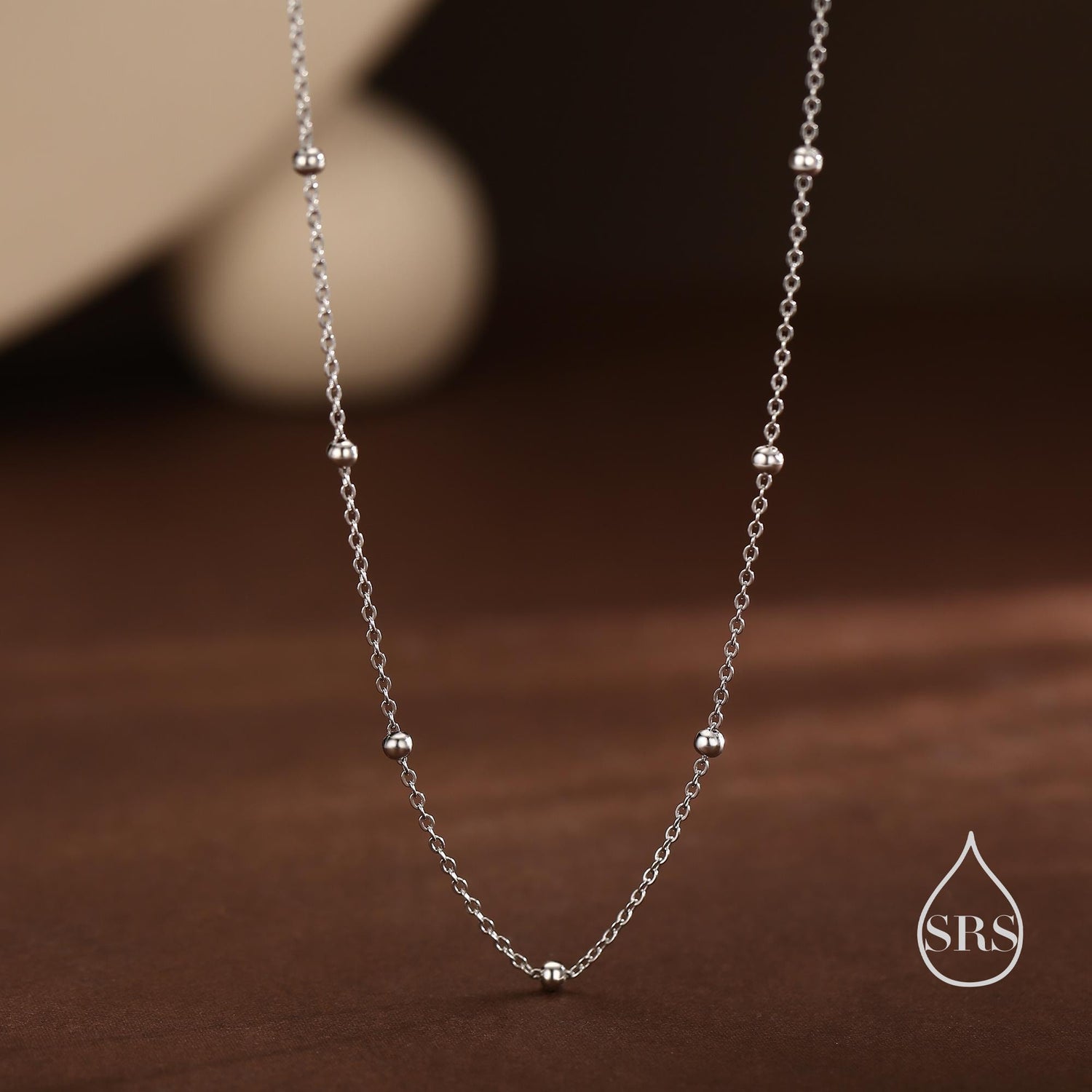 Choker Satellite Chain in Sterling Silver, Choker Necklace, Minimalist Geometric Style