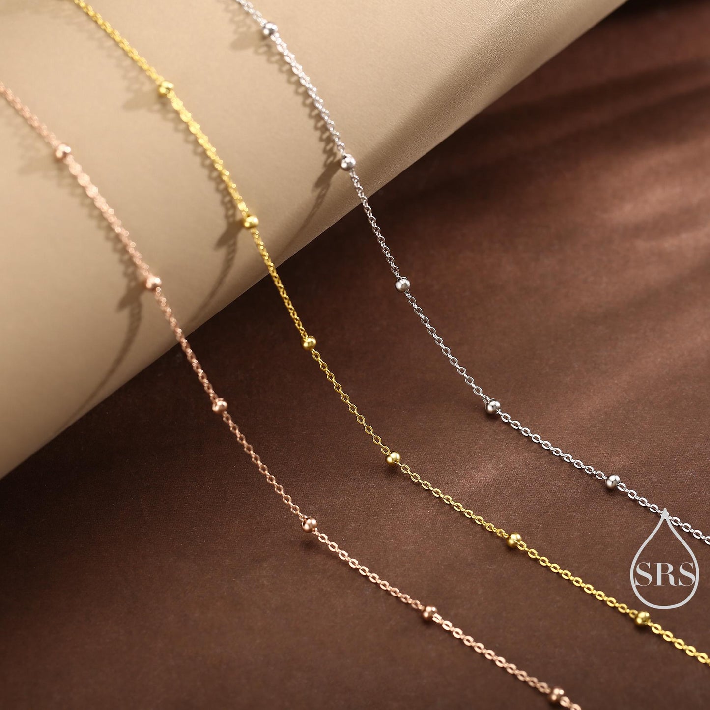 Choker Satellite Chain in Sterling Silver, Choker Necklace, Minimalist Geometric Style