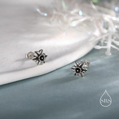 Daffodil Stud Earrings in Sterling Silver, Tiny Flower Earrings, Four Finishes, Daffodil Earrings, March Birth Flower, Gold or Rose Gold