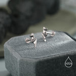 Bat Wing 16G Internally Threaded Flat Back Earrings in Sterling Silver, Animal Earrings