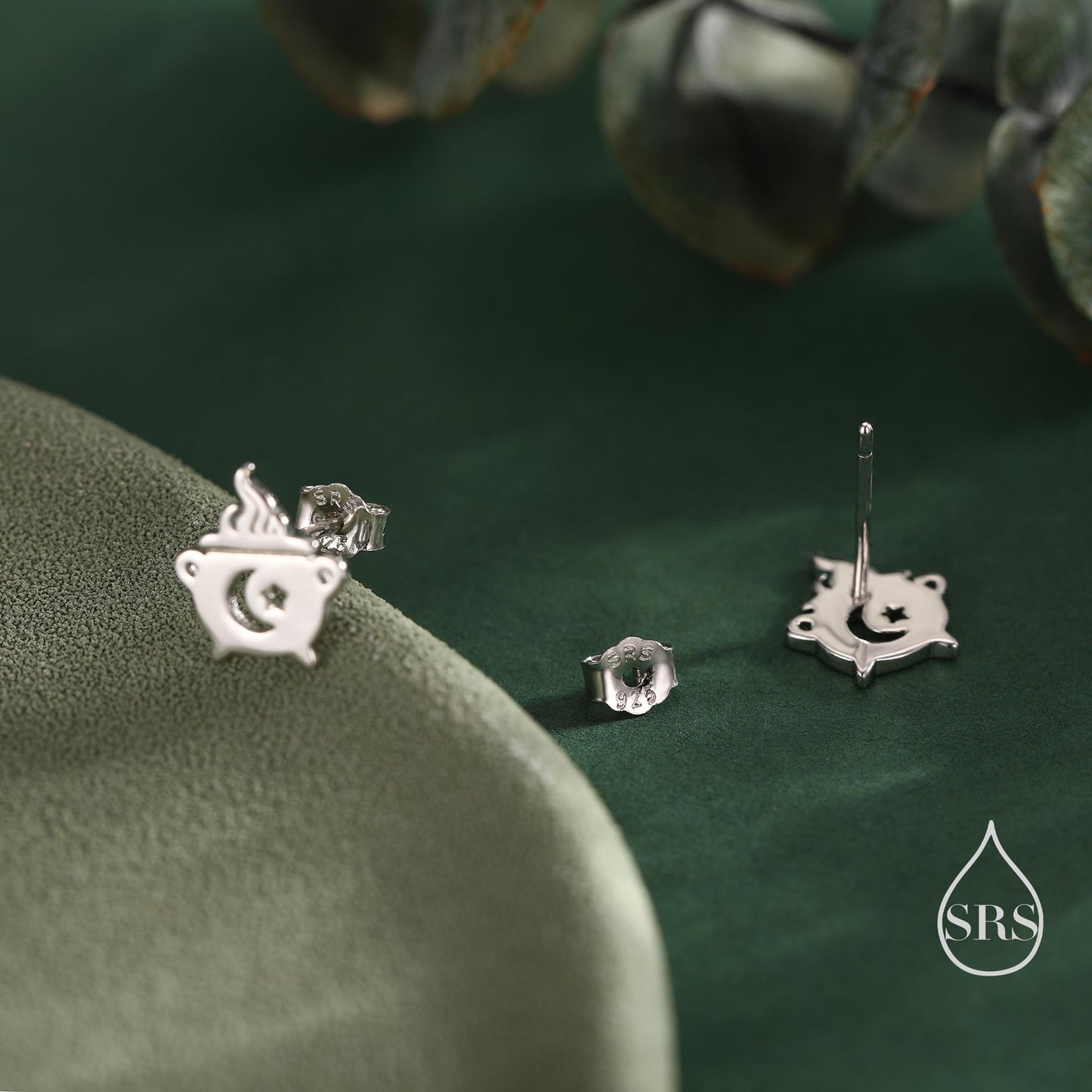 Tiny Cauldron Stud Earrings in Sterling Silver, Silver, Gold or Rose Gold, Small Halloween Earrings