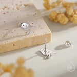 Tiny Chickadee Bird Stud Earrings in Sterling Silver, Silver or Gold or Rose Gold, Cute Bird Earrings, Nature Inspired Animal Earrings