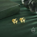 Tiny Biohazard Stud Earrings in Sterling Silver, Silver, Gold or Rose Gold, Small Halloween Earrings