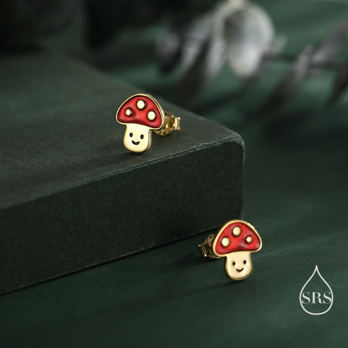 Cute Mushroom Stud Earrings in Sterling Silver, Silver or Gold Finish, Small Mushroom Earrings