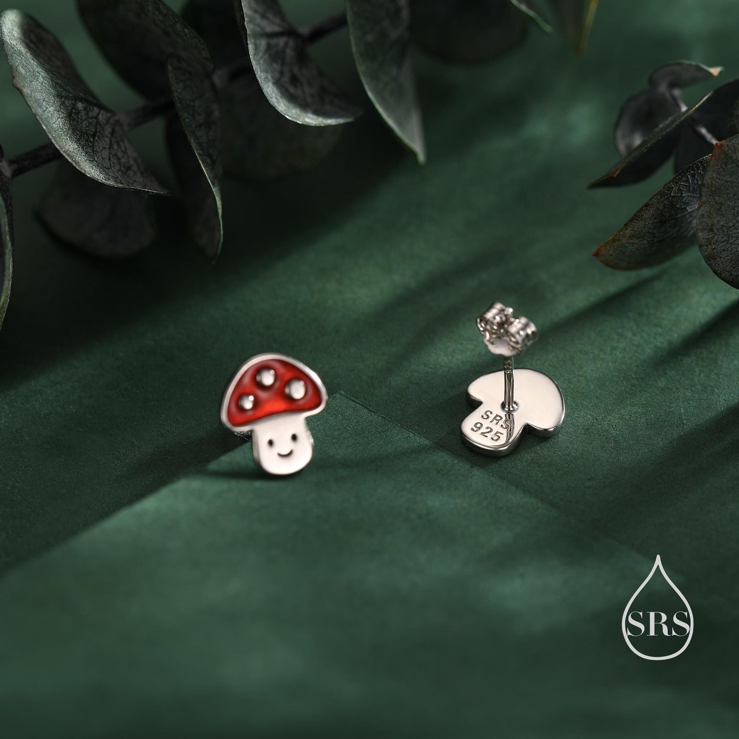 Cute Mushroom Stud Earrings in Sterling Silver, Silver or Gold Finish, Small Mushroom Earrings