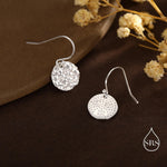 Hammered Disks Dangle Drop Earrings in Sterling Silver, Silver or Gold or Rose Gold, Minimalist Hammered Disk Earrings
