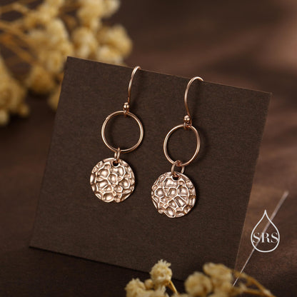 Hammered Disks and Circle Dangle Drop Earrings in Sterling Silver, Silver, Gold or Rose Gold, Minimalist Hammered Disk Earrings