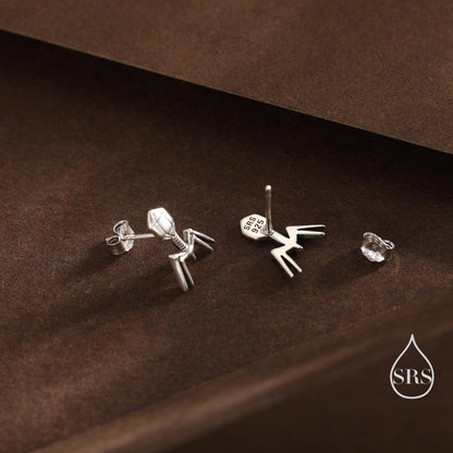Sterling Silver Bacteriophage Stud Earrings, Available in Silver, Gold or Rose Gold Finish, Cute Fun Quirky, Gift for Her, Nature Inspired