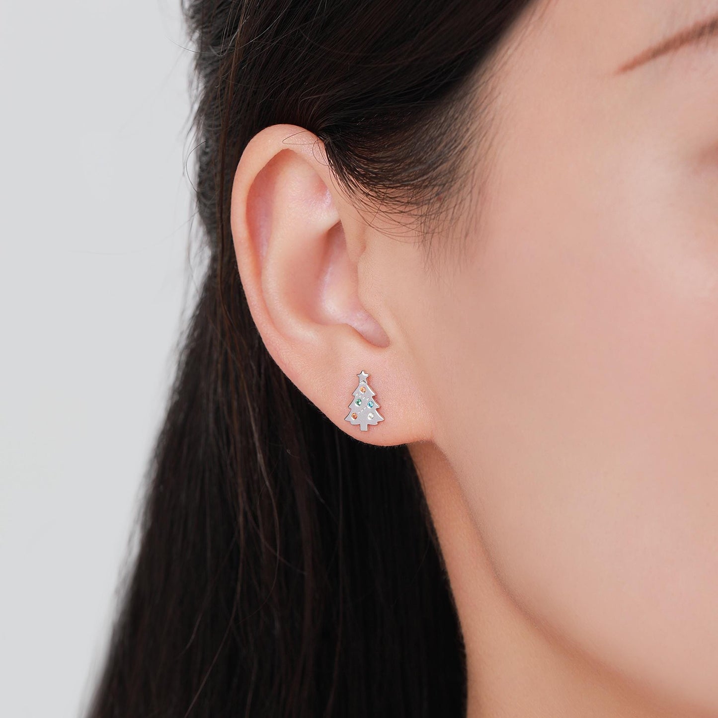 Tiny Christmas Tree Stud Earrings in Sterling Silver, Silver or Gold or Rose Gold Finish, Tiny Xmas Tree Earrings, Christmas Earrings