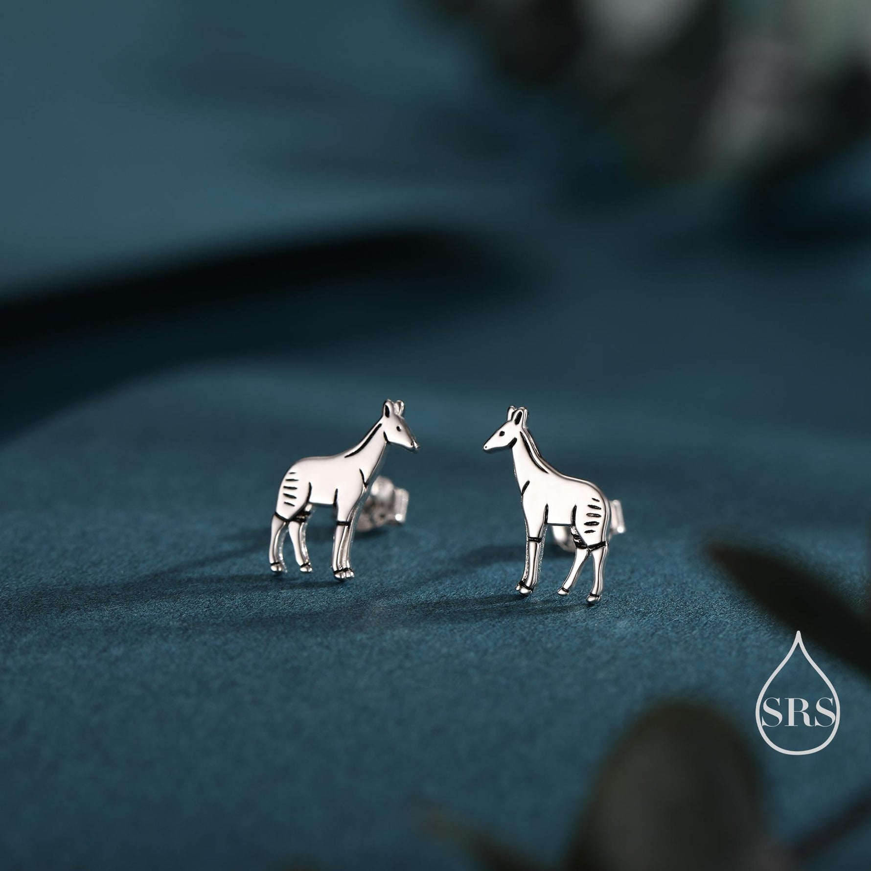 Tiny Okapi Stud Earrings in Sterling Silver, Silver or Gold or Rose Gold, Cute Okapi Earrings, Nature Inspired Animal Earrings