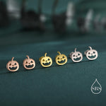 Carved Pumpkin Stud Earrings in Sterling Silver, Silver, Gold or Rose Gold, Fun and Quirky Pumpkin Earrings, Halloween Earrings
