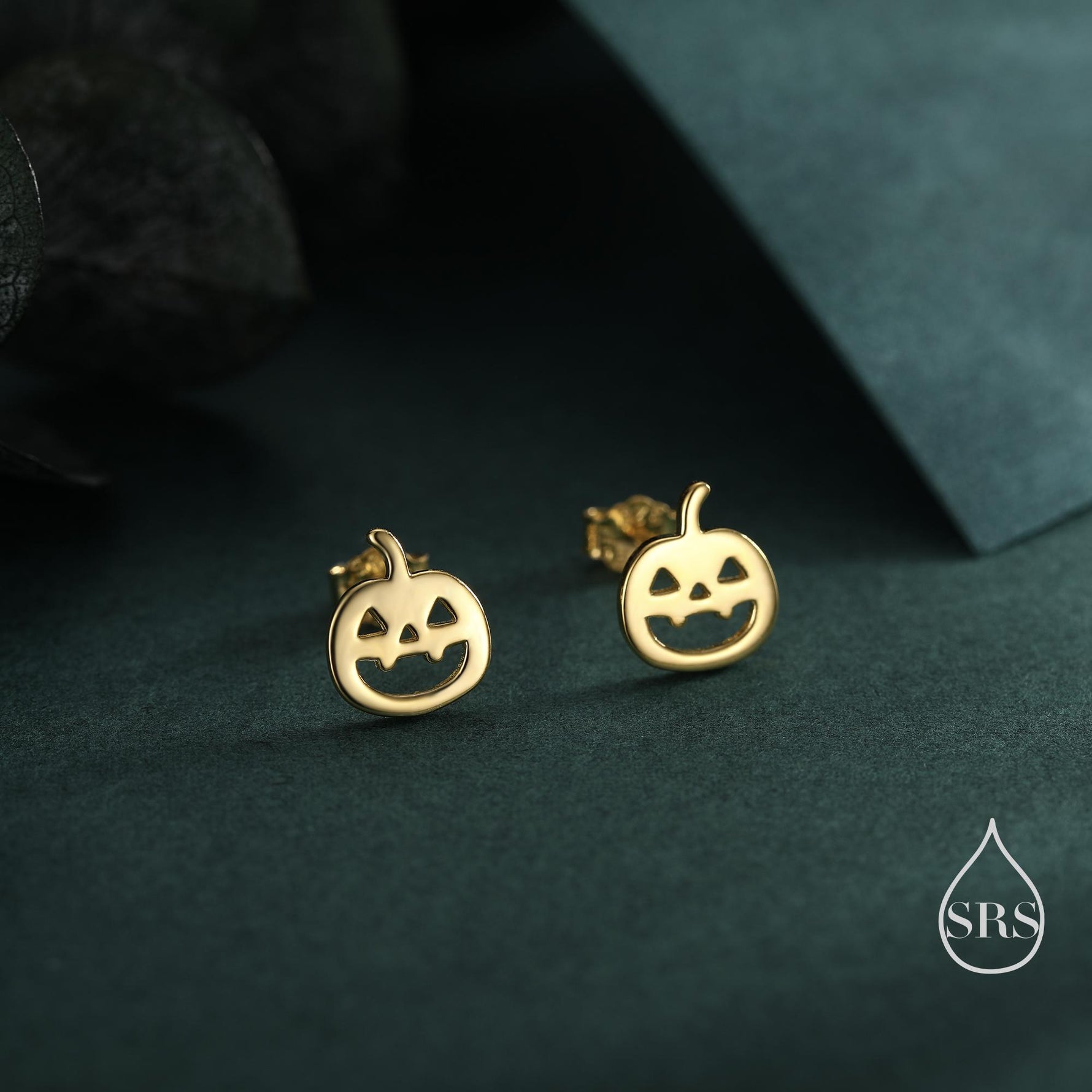 Carved Pumpkin Stud Earrings in Sterling Silver, Silver, Gold or Rose Gold, Fun and Quirky Pumpkin Earrings, Halloween Earrings