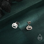 Carved Pumpkin Stud Earrings in Sterling Silver, Silver, Gold or Rose Gold, Fun and Quirky Pumpkin Earrings, Halloween Earrings