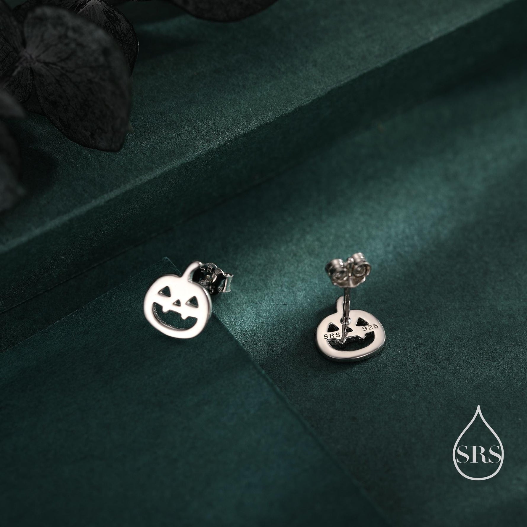 Carved Pumpkin Stud Earrings in Sterling Silver, Silver, Gold or Rose Gold, Fun and Quirky Pumpkin Earrings, Halloween Earrings