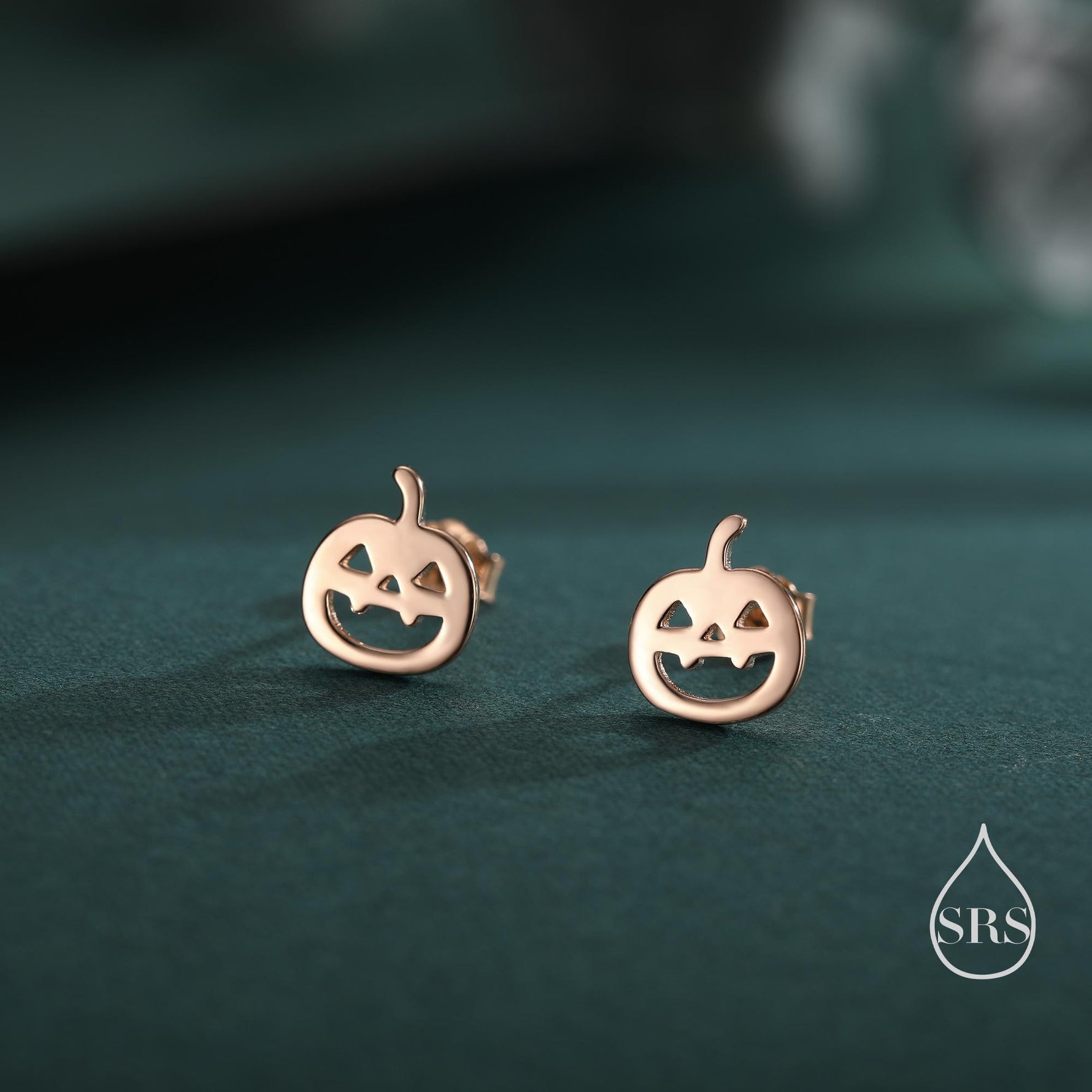 Carved Pumpkin Stud Earrings in Sterling Silver, Silver, Gold or Rose Gold, Fun and Quirky Pumpkin Earrings, Halloween Earrings