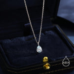 Aquamarine Blue CZ Pear Pendant Necklace