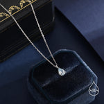 Aquamarine Blue Pear Cut CZ Pendant Necklace in Sterling Silver, 5 x 7mm, Sky Blue Crystal Droplet necklace, Diamond CZ