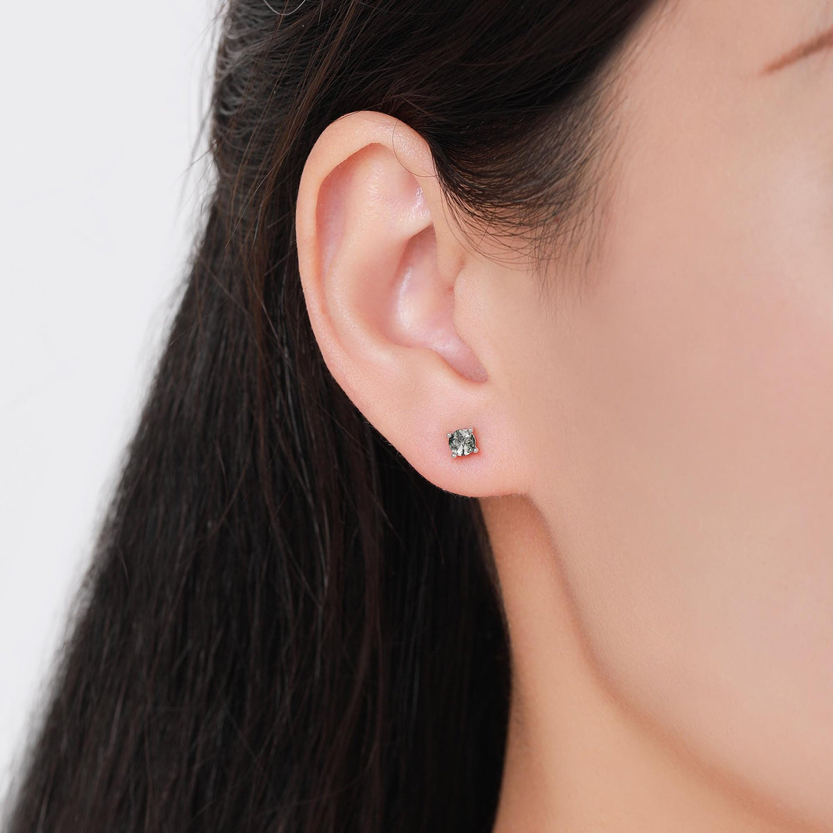Natural Moss Agate Internally Threaded Flat Back Earrings in Sterling Silver, 4mm 5mm and 6mm, Genuine Moss Agate Gemstone Stud