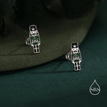 Sterling Silver Nutcracker Stud Earrings - Silver or Gold Finish - Enamel Nutcracker Style Earrings