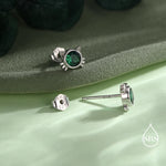 Emerald Green CZ Cat Stud Earrings in Sterling Silver, Silver or Gold, Cat Earrings, May Birthstone, Nature Inspired Animal Earrings