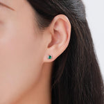 Emerald Green CZ Cat Stud Earrings in Sterling Silver, Silver or Gold, Cat Earrings, May Birthstone, Nature Inspired Animal Earrings