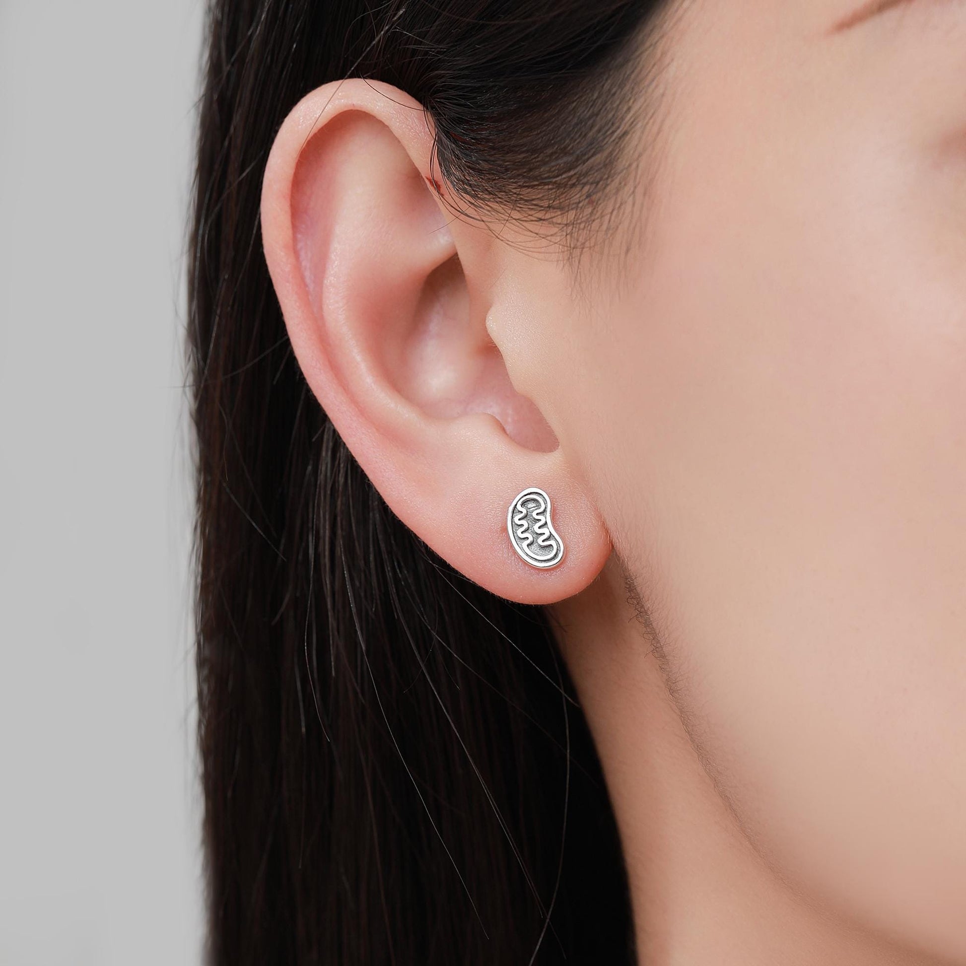 Sterling Silver Mitochondria Stud Earrings, Available in Silver, Gold or Rose Gold Finish, Cute Fun Quirky, Gift for Her, Science Insipred