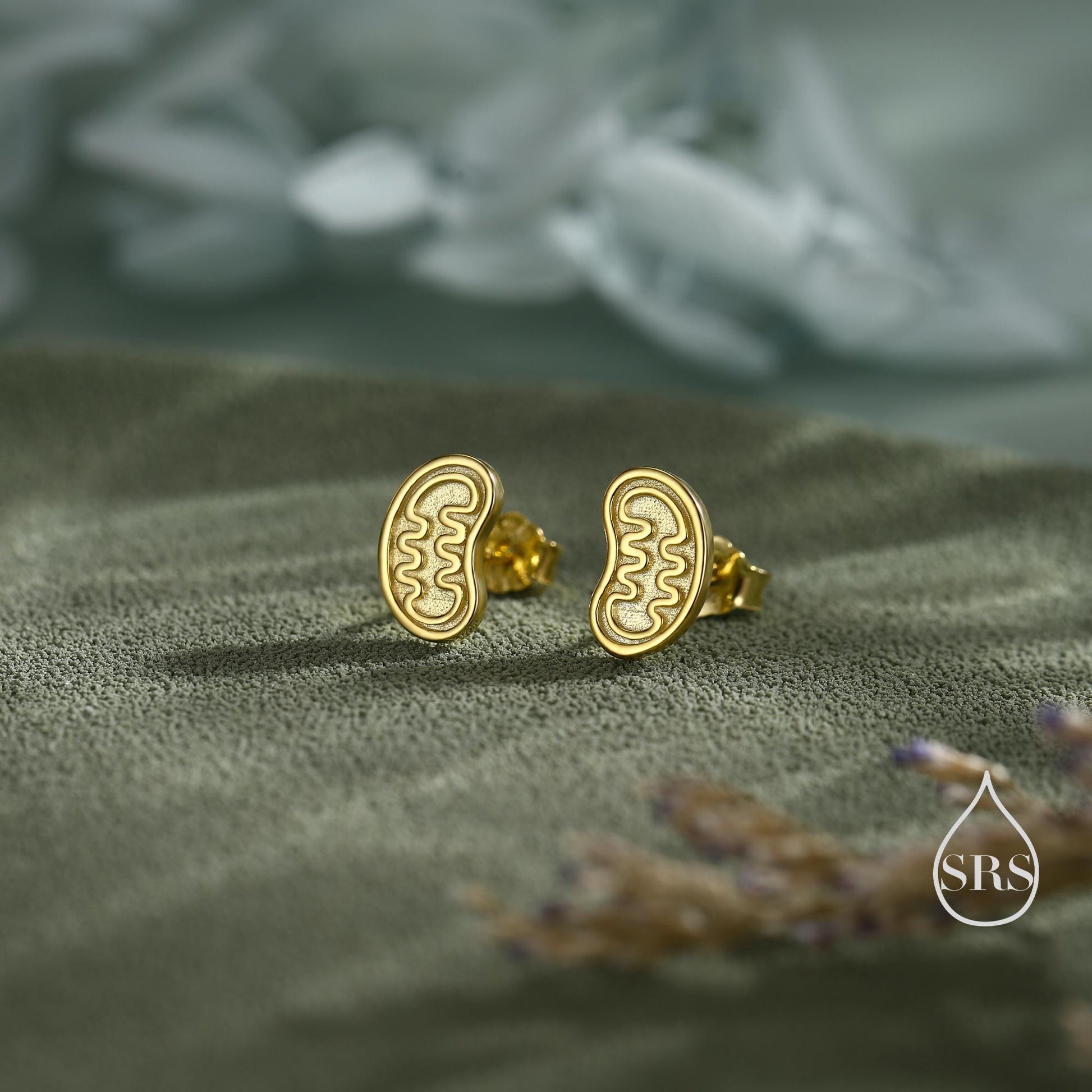 Sterling Silver Mitochondria Stud Earrings, Available in Silver, Gold or Rose Gold Finish, Cute Fun Quirky, Gift for Her, Science Insipred