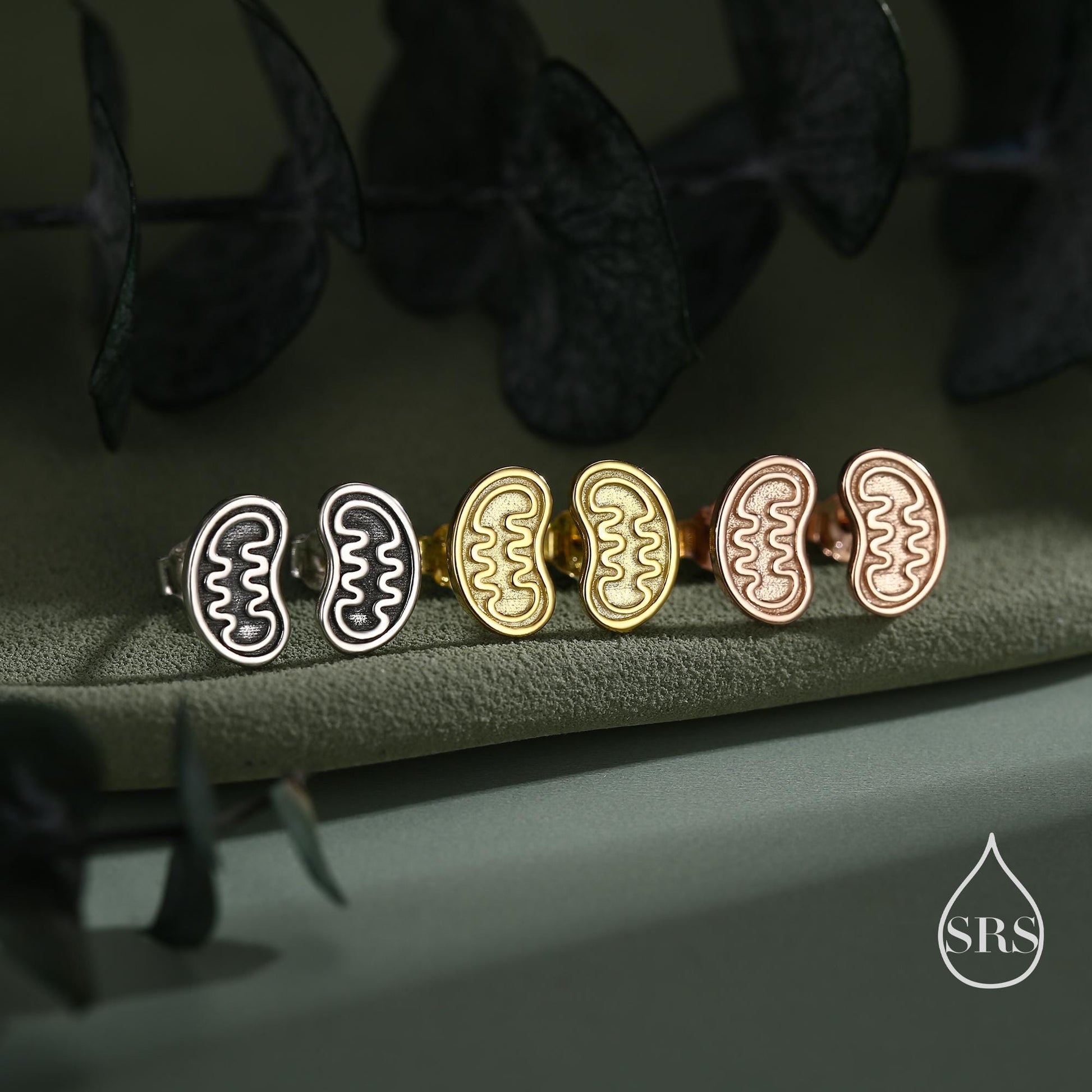 Sterling Silver Mitochondria Stud Earrings, Available in Silver, Gold or Rose Gold Finish, Cute Fun Quirky, Gift for Her, Science Insipred