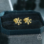 Tiny Snowflake Stud Earrings in Sterling Silver, Small Snow Earrings, Available in 3 Finishes - Silver, Gold and Rose Gold, Dainty Snowflake