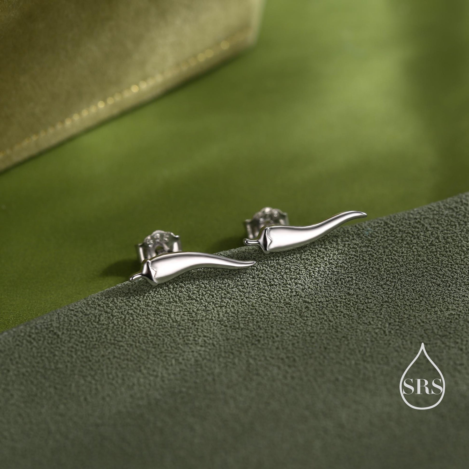 Sterling Silver Tiny Chili Pepper Stud Earrings, Available in Silver, Gold or Rose Gold Finish, Cute Fun Quirky, Gift for Her